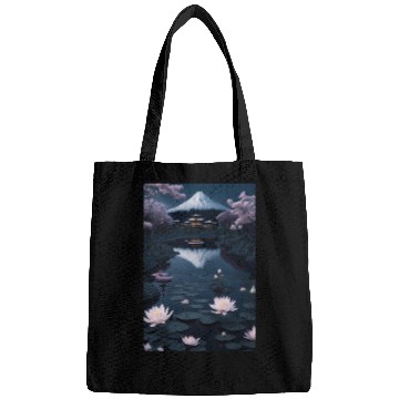 Discover Asia Landscape by night Serene Mount Fuji Bags
