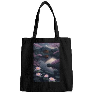 Discover Asia Landscape by night Serene Mount Fuji Bags