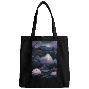 Discover Asia Landscape by night Serene Mount Fuji Bags