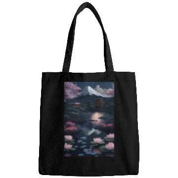 Discover Asia Landscape by night Serene Mount Fuji Bags