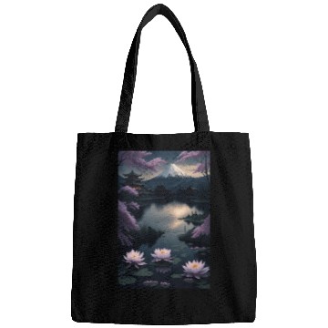 Discover Asia Landscape by night Serene Mount Fuji Bags