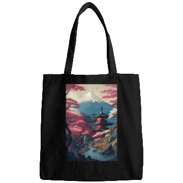 Discover Asia Landscape Serene Mount Fuji Bags