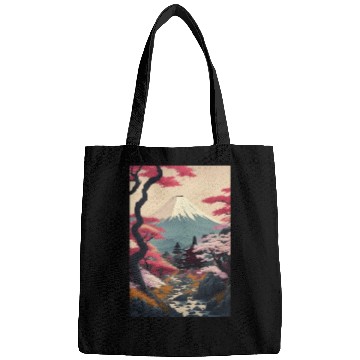 Discover Asia Landscape Serene Mount Fuji Bags