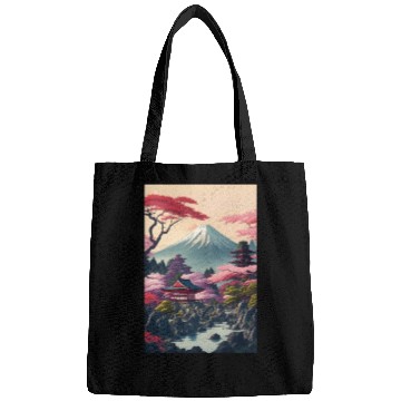 Discover Asia Landscape Serene Mount Fuji Bags