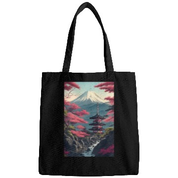Discover Asia Landscape Serene Mount Fuji Bags