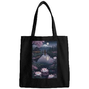 Discover Asia Landscape by night Serene Mount Fuji Bags