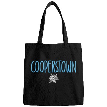 Discover Cooperstown Ny Snowflake Drawing Light Blue Text Bags