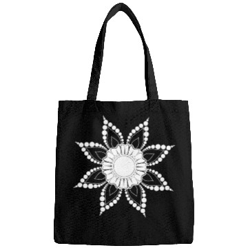 Discover black and white mandala flower Bags