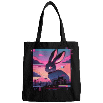 Discover Synthwave Rabbit Cyber Bunny Retro Bags