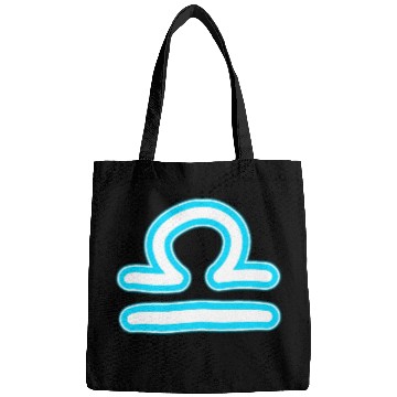 Discover Libra Zodiac Sign Neon Blue Bags