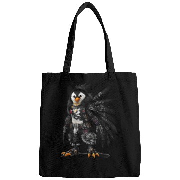 Discover Punkrock Penguin with large feathers Bags