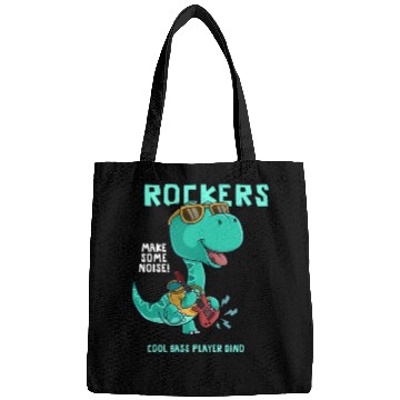 Discover ROCKERS MAKE SOME NOISE COOL BASS PLAYER DINO Bags