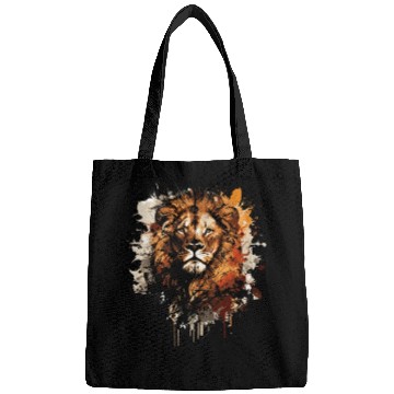 Discover lion head watercolor Bags
