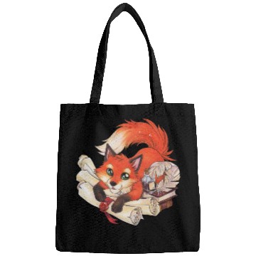 Discover Fox with books and scrolls, ink reading Bags