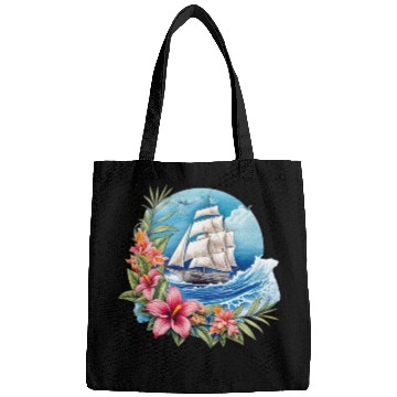 Discover Sailing Ship Sailing Orchids Flowers Sailboat Bags