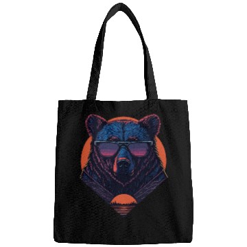 Discover Synthwave Bear with sunset Bags