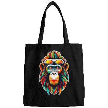 Discover Retro Cyberpunk Monkey With Bold Colors Bags