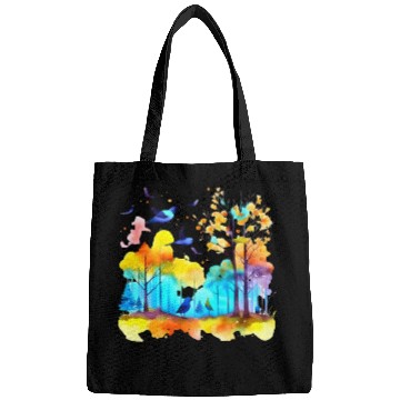 Discover Serenity in Flight: Watercolor Birds over Forest Bags
