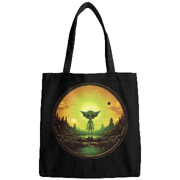 Discover Green Alien at Sunset Bags