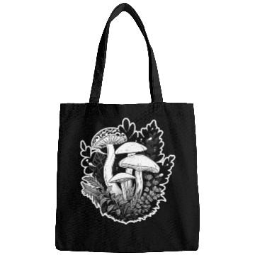 Discover Black and White Enchanted Mushrooms Bags
