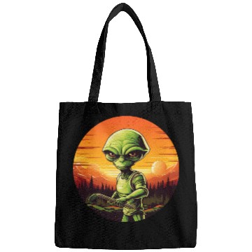 Discover Green Alien Golfer - Extraterrestrial Playing Golf Bags