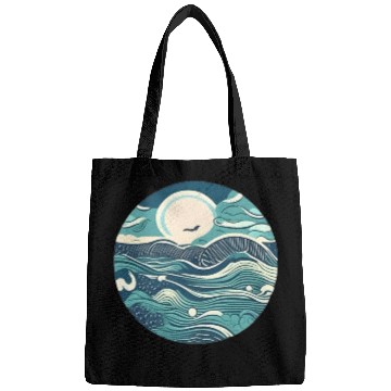 Discover Sea waves in circle Bags