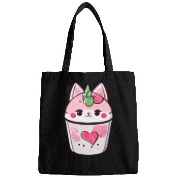 Discover Cat Strawberry Milk Shake Kawaii Bags