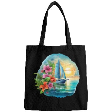 Discover Sailing Ship Sailing Orchids Flowers Sailboat Bags