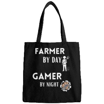 Discover Funny Farmer Farmer By Day Gamer By Night Funny Bags