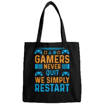 Discover Gamers Never Quit We Simply Restart Typography Bags
