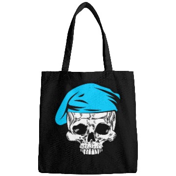 Discover Skeleton skull blue beret military Bags
