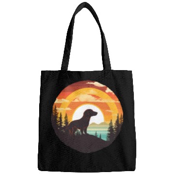 Discover Sunset Serenity: Vintage Dachshund Silhouette Bags