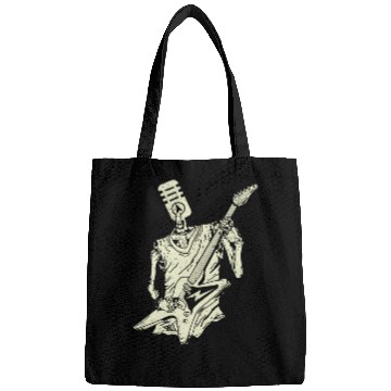 Discover Funny Microphone Skeleton Playing Electric Guitar Bags