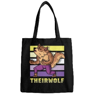 Discover Their Wolf Nonbinary Flag Bags