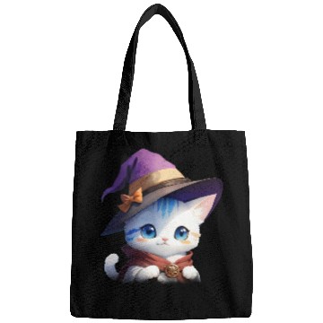 Discover Cute Watercolor Witch Cat Bags