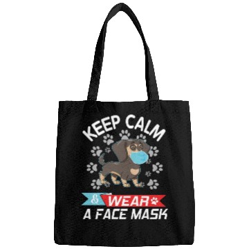 Discover Dachshund Dog With Face Mask Keep Calm And Wear A Bags