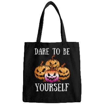 Discover Halloween Pumpkin in Lesbian Flag Colors Bags