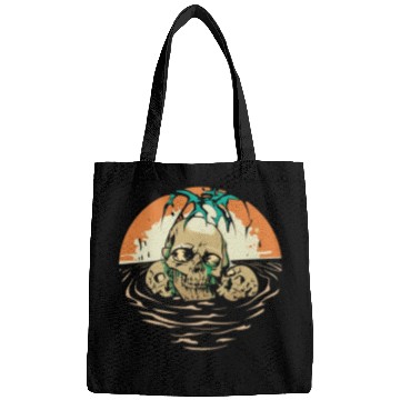 Discover zombie skull beach Bags