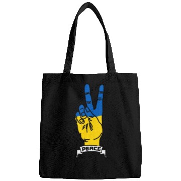 Discover Peace for Ukraine text Bags