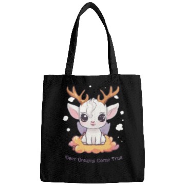 Discover Cute White Deer with Antlers on a Cloud Bags