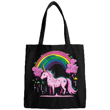 Discover Pink cute unicorn in rainbow Bags
