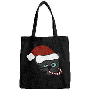Discover Christmas Black Cat Eating Candy Cane Bags