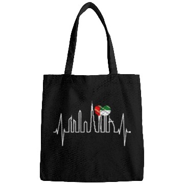 Discover Dubai Skyline Heartbeat Burj Khalifa Love UAE Flag Bags