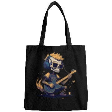 Discover Skeleton Playing The Guitar Character Funny Cool Bags