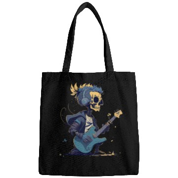 Discover Cool Skeleton Playing The Guitar Character Funny Bags