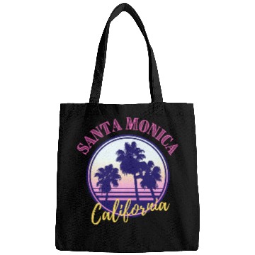 Discover Santa Monica Retro Palm Trees And Sunset Design Bags