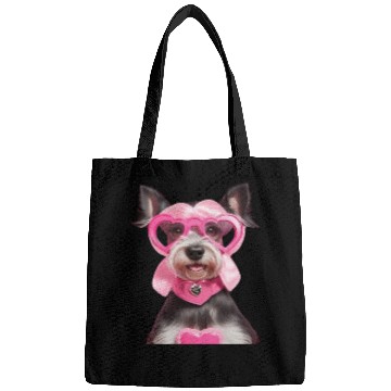 Discover Schnauzer wearing Pink & Silver Heart Bags