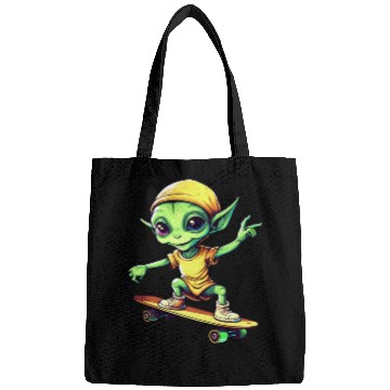 Discover Green Alien Skateboarder: Intergalactic Moves Bags