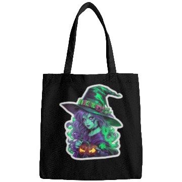Discover Wicked Witch Halloween Sticker, neon color Bags