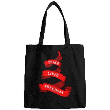 Discover Peace love freedom red Bags